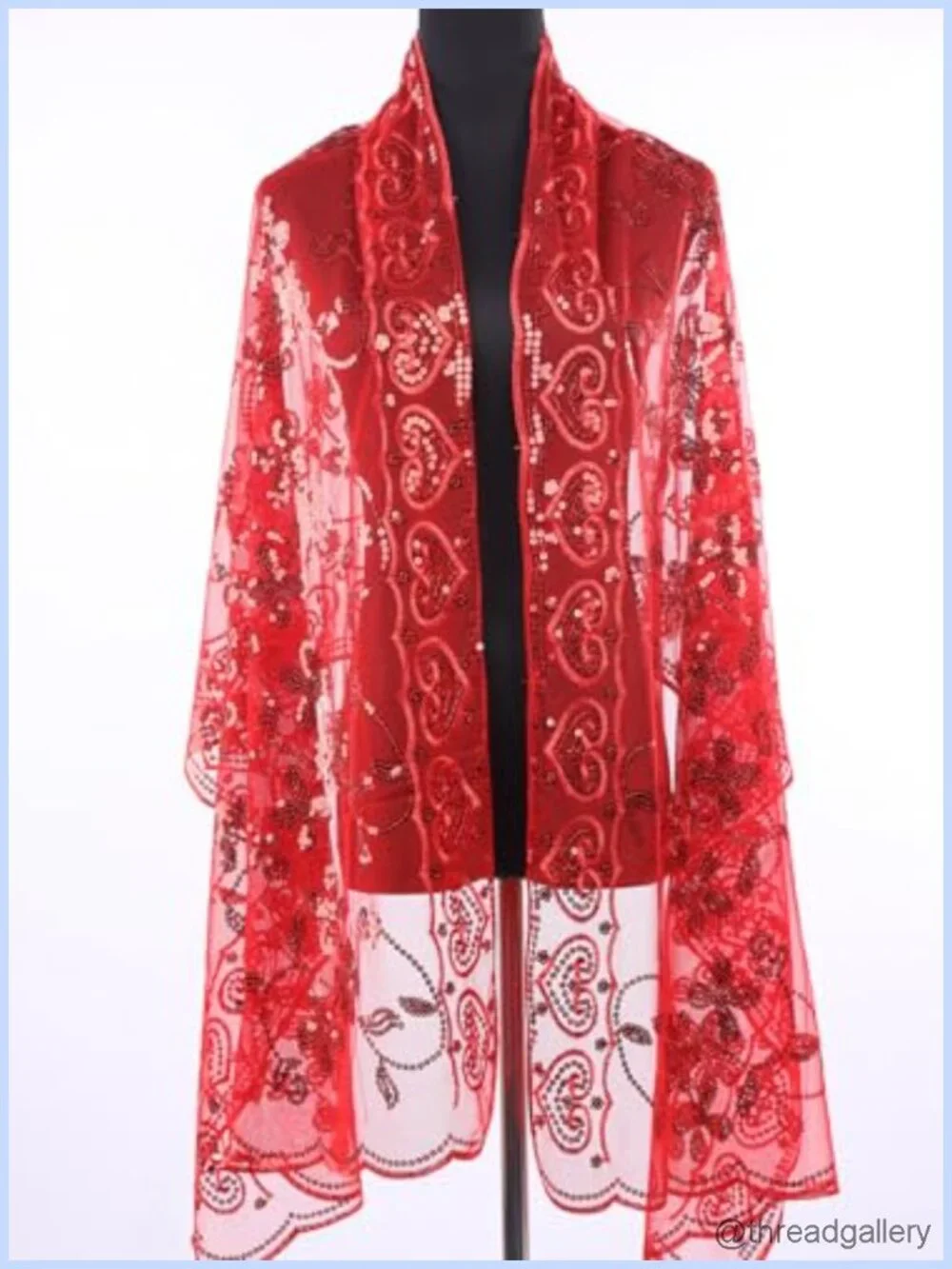 Sequin Lace Floral Wrap Shawl Stole Pashmina Bridal Evening Party